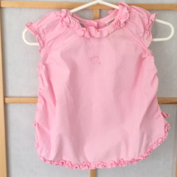 2 Infant Ruffled Ruched Cotton Dresses, button-up in back - Picture 3 of 10